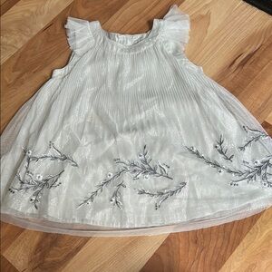 Silver White Ruffled Sundress with Scoop Neck